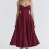 Mademoiselle Wine Satin Tulle Midi Dress Mademoiselle Wine Satin Tulle Midi Dress