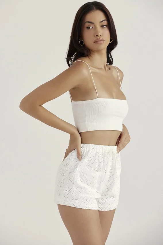 Mae White Broderie Anglaise Shorts Mae White Broderie Anglaise Shorts