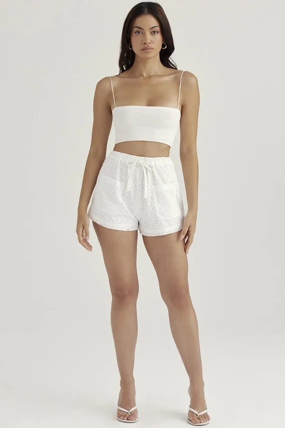Mae White Broderie Anglaise Shorts Mae White Broderie Anglaise Shorts