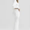 Maeve White Ribbed Knit Cargo Skirt