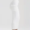 Maeve White Ribbed Knit Cargo Skirt
