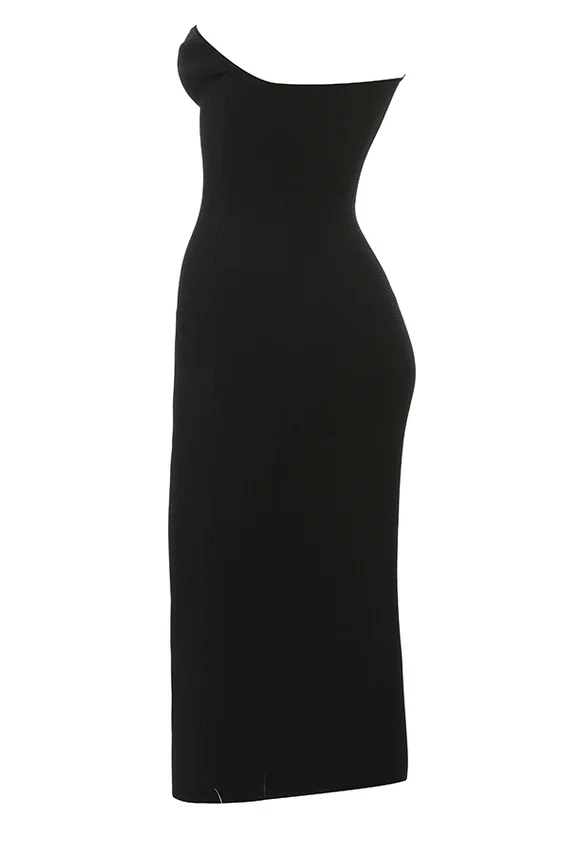 Magdalena Black Strapless Midi Dress Magdalena Black Strapless Midi Dress