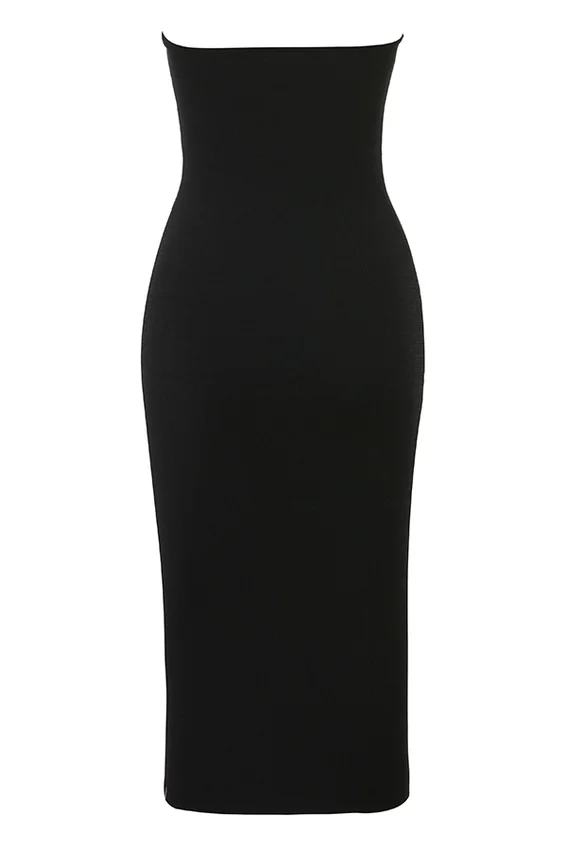 Magdalena Black Strapless Midi Dress Magdalena Black Strapless Midi Dress