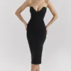 Magdalena Black Strapless Midi Dress Magdalena Black Strapless Midi Dress