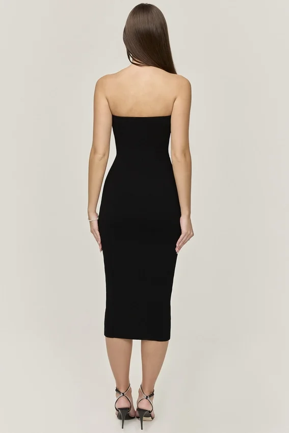 Magdalena Black Strapless Midi Dress Magdalena Black Strapless Midi Dress
