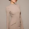 Mahalia Taupe Long Sleeve Mini Dress