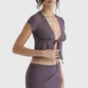 Maia Dark Mauve Tie Front Top