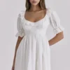 Maisie White Broderie Anglaise Regency Babydoll Mini Dress Maisie White Broderie Anglaise Regency Babydoll Mini Dress