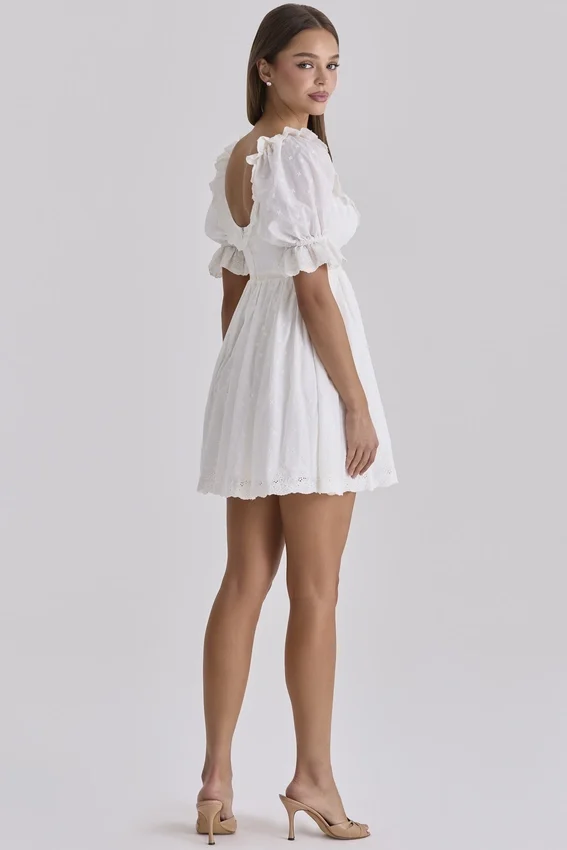 Maisie White Broderie Anglaise Regency Babydoll Mini Dress Maisie White Broderie Anglaise Regency Babydoll Mini Dress
