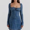 Malika Blue Tartan Corset Mini Dress Malika Blue Tartan Corset Mini Dress