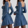 Malika Blue Tartan Corset Mini Dress Malika Blue Tartan Corset Mini Dress