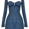 Malika Blue Tartan Corset Mini Dress Malika Blue Tartan Corset Mini Dress
