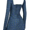 Malika Blue Tartan Corset Mini Dress Malika Blue Tartan Corset Mini Dress