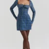 Malika Blue Tartan Corset Mini Dress Malika Blue Tartan Corset Mini Dress