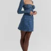 Malika Blue Tartan Corset Mini Dress Malika Blue Tartan Corset Mini Dress