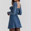 Malika Blue Tartan Corset Mini Dress Malika Blue Tartan Corset Mini Dress