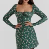 Malika Green Floral Corset Mini Dress