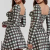 Malika Red Tartan Corset Mini Dress