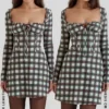 Malika Red Tartan Corset Mini Dress