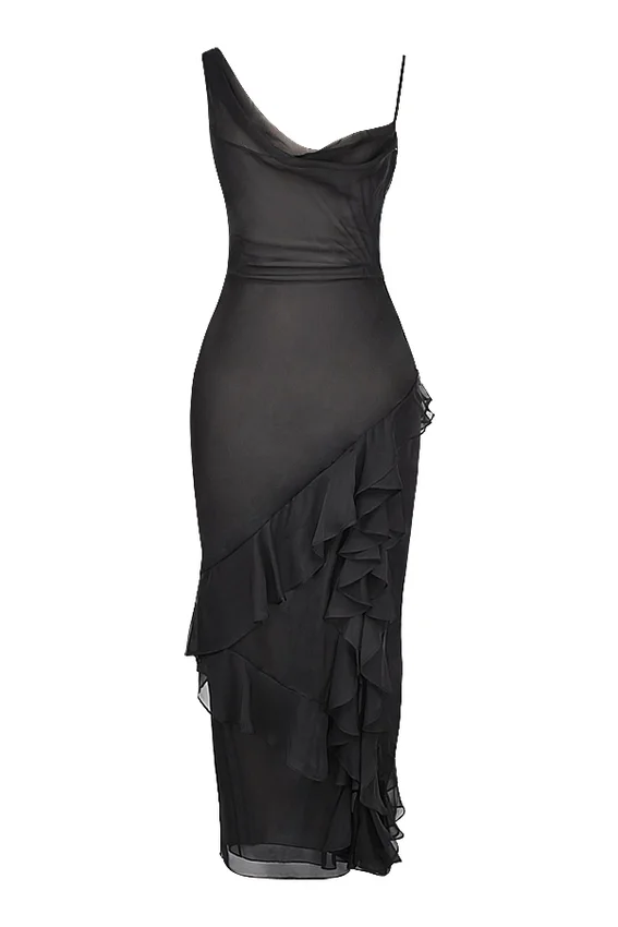 Malila Black Ruffle Maxi Dress Malila Black Ruffle Maxi Dress