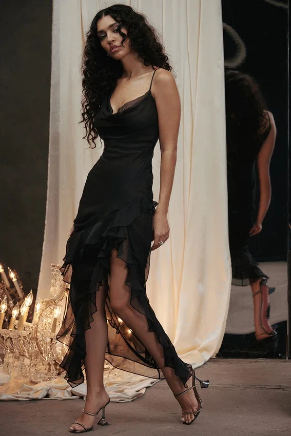 Malila Black Ruffle Maxi Dress Malila Black Ruffle Maxi Dress