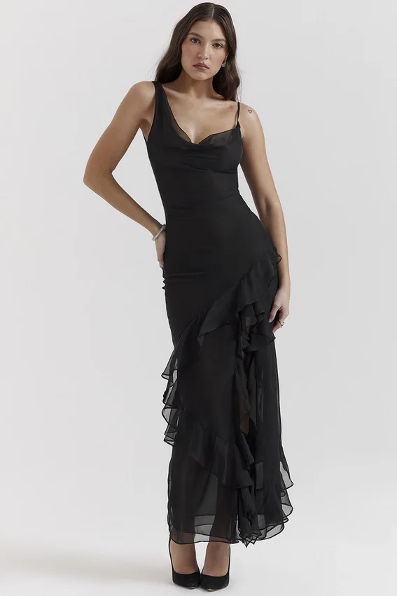 Malila Black Ruffle Maxi Dress Malila Black Ruffle Maxi Dress