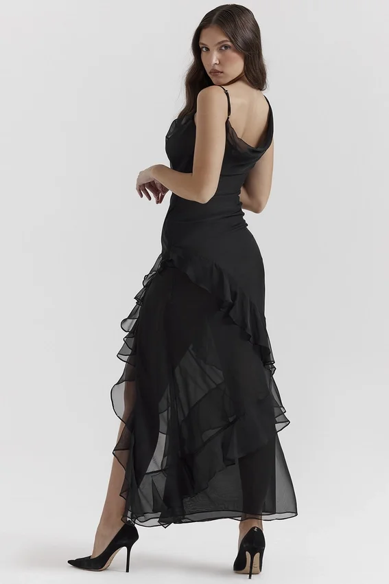 Malila Black Ruffle Maxi Dress Malila Black Ruffle Maxi Dress