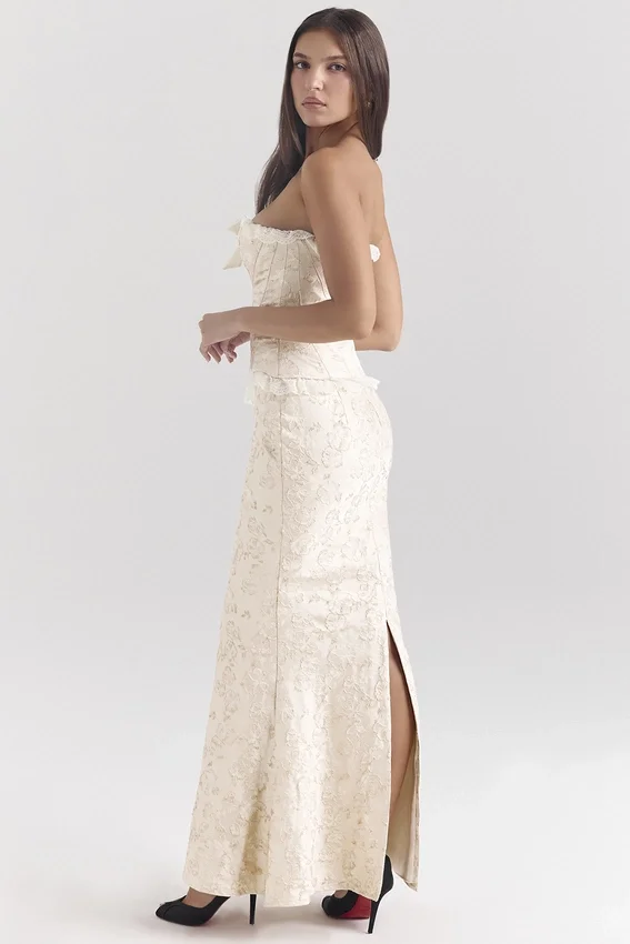 Mara Ivory Metallic Jacquard Maxi Skirt Mara Ivory Metallic Jacquard Maxi Skirt