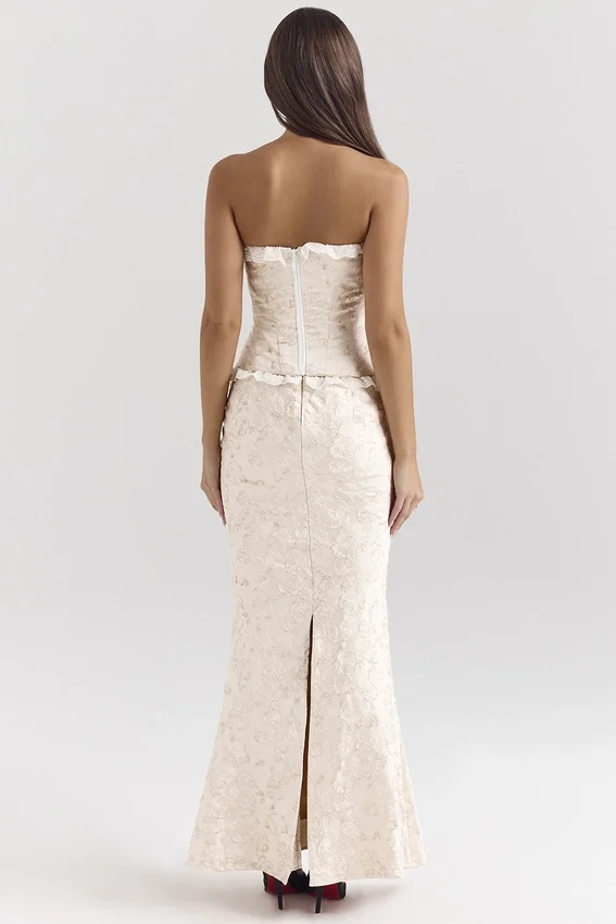 Mara Ivory Metallic Jacquard Maxi Skirt Mara Ivory Metallic Jacquard Maxi Skirt