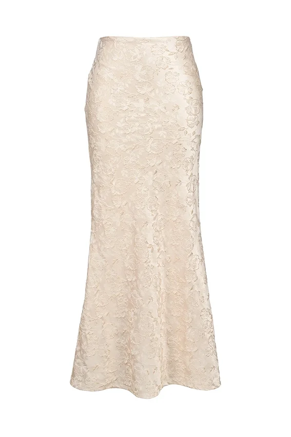 Mara Ivory Metallic Jacquard Maxi Skirt Mara Ivory Metallic Jacquard Maxi Skirt