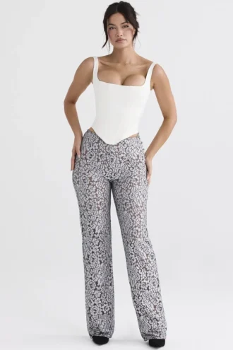 Mara Silver Metallic Lace Trousers Mara Silver Metallic Lace Trousers