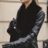 Marcel Black Faux Fur Trimmed Vegan Leather Coat