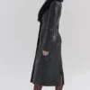 Marcel Black Faux Fur Trimmed Vegan Leather Coat