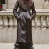 Marcel Brown Faux Fur Trimmed Vegan Leather Coat