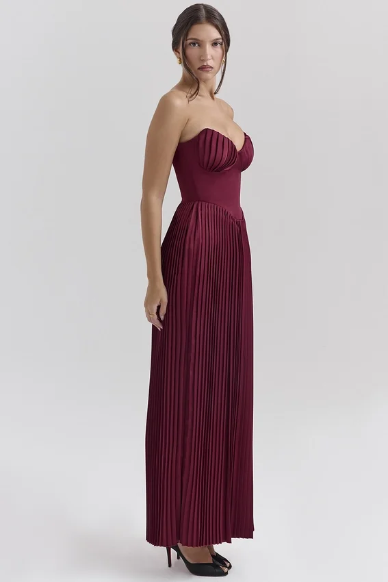 Marcella Berry Pleated Satin Maxi Dress Marcella Berry Pleated Satin Maxi Dress