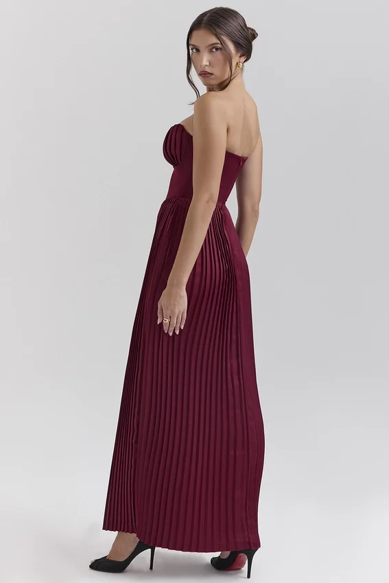 Marcella Berry Pleated Satin Maxi Dress Marcella Berry Pleated Satin Maxi Dress