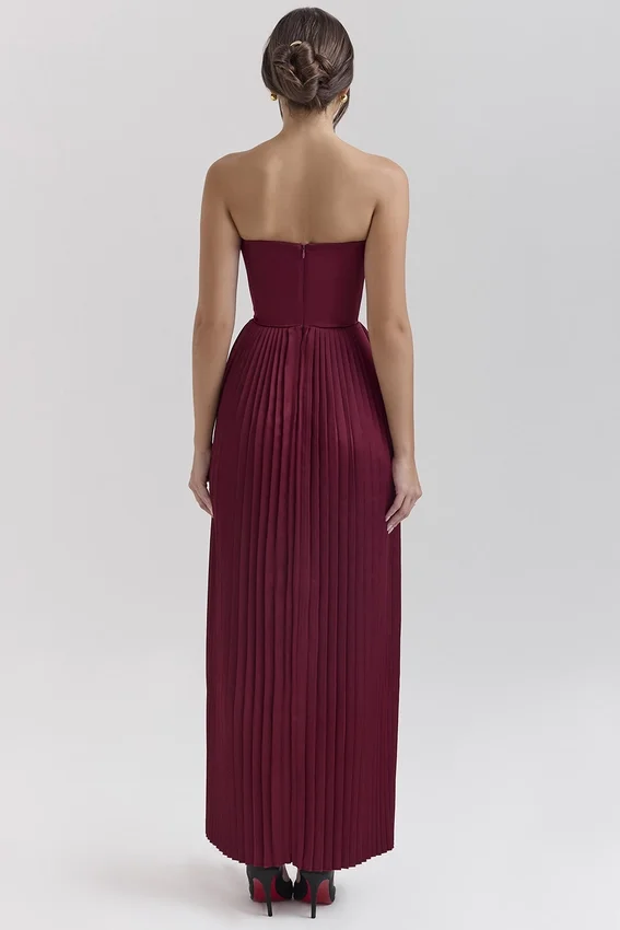 Marcella Berry Pleated Satin Maxi Dress Marcella Berry Pleated Satin Maxi Dress