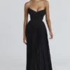 Marcella Black Georgette Pleated Maxi Dress Marcella Black Georgette Pleated Maxi Dress