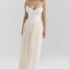 Marcella Ivory Georgette Pleated Maxi Dress Marcella Ivory Georgette Pleated Maxi Dress