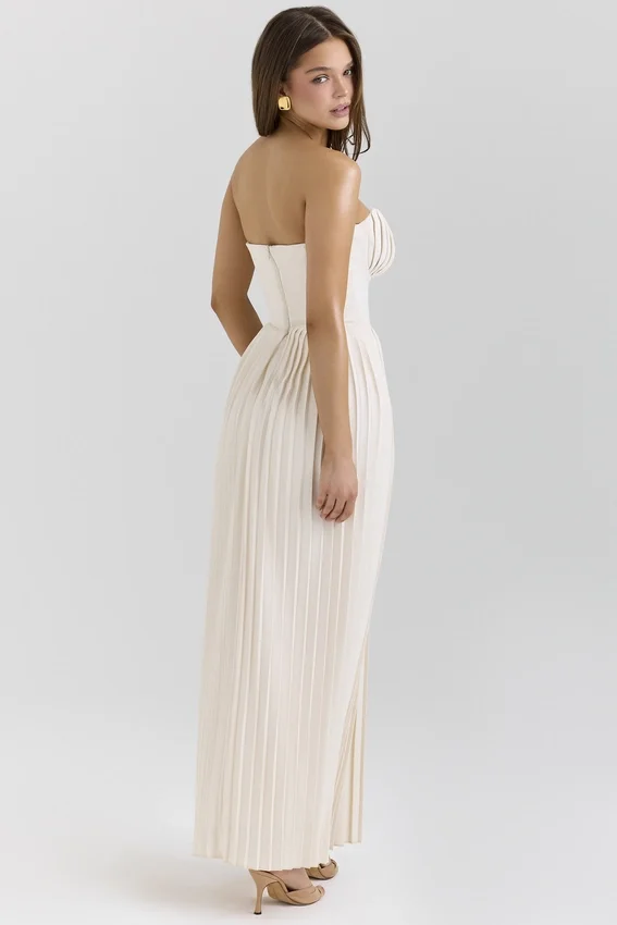 Marcella Ivory Georgette Pleated Maxi Dress Marcella Ivory Georgette Pleated Maxi Dress