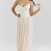 Marcella Ivory Georgette Pleated Maxi Dress Marcella Ivory Georgette Pleated Maxi Dress