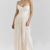 Marcella Ivory Georgette Pleated Maxi Dress Marcella Ivory Georgette Pleated Maxi Dress