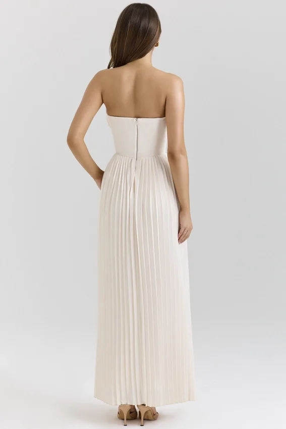 Marcella Ivory Georgette Pleated Maxi Dress Marcella Ivory Georgette Pleated Maxi Dress