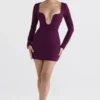 Marcella Merlot Plunge Corset Dress