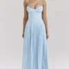 Marcella Ocean Blue Pleated Maxi Dress Marcella Ocean Blue Pleated Maxi Dress