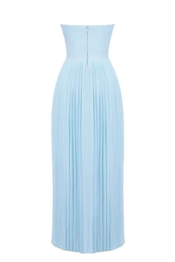Marcella Ocean Blue Pleated Maxi Dress Marcella Ocean Blue Pleated Maxi Dress