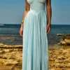 Marcella Ocean Blue Pleated Maxi Dress Marcella Ocean Blue Pleated Maxi Dress