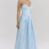 Marcella Ocean Blue Pleated Maxi Dress Marcella Ocean Blue Pleated Maxi Dress
