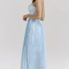 Marcella Ocean Blue Pleated Maxi Dress Marcella Ocean Blue Pleated Maxi Dress