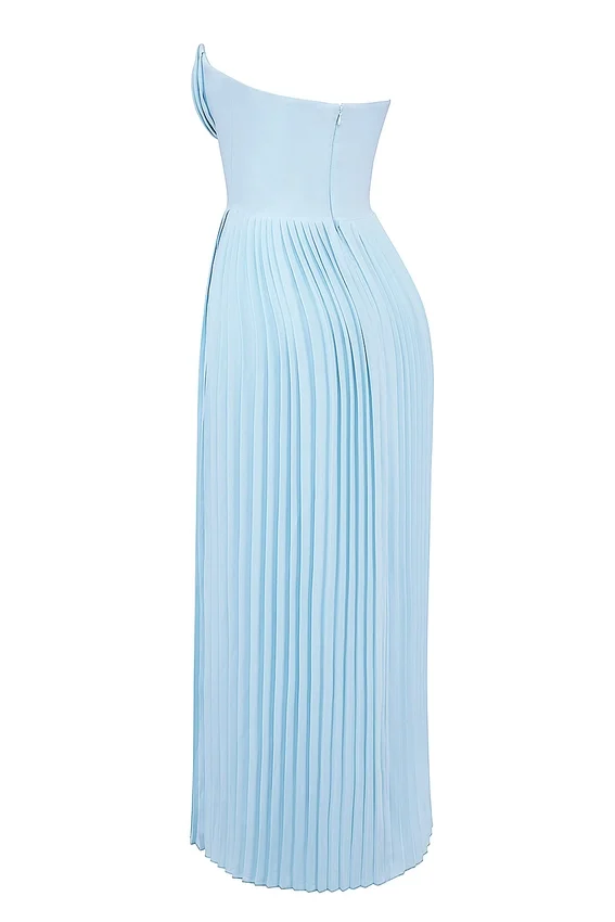 Marcella Ocean Blue Pleated Maxi Dress Marcella Ocean Blue Pleated Maxi Dress
